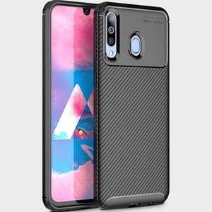 Samsung Galaxy M30 Kılıf Negro Karbon Desen Silikon + Ekran Koruyucu