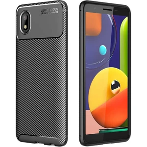 Samsung Galaxy A01 Core Kılıf Negro Karbon Desen Silikon + Ekran Koruyucu
