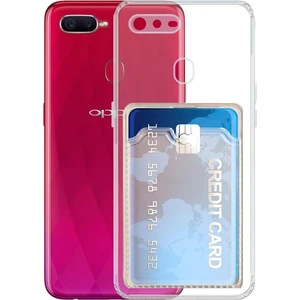 Oppo A12 Kılıf Kamera Korumalı Kartlıklı Setra Şeffaf Silikon