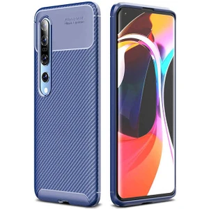 Xiaomi Mi 10 Kılıf Negro Karbon Desen Silikon + Ekran Koruyucu