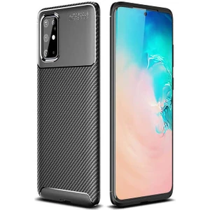 Samsung Galaxy S20 Plus Kılıf Negro Karbon Desen Silikon + Ekran Koruyucu
