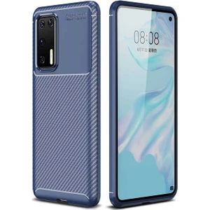Huawei P40 Kılıf Negro Karbon Desen Silikon + Ekran Koruyucu
