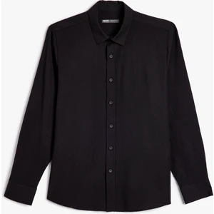 Uzun Kollu Gömlek Pamuklu Dokulu