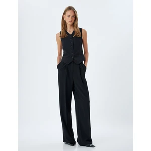 Blazer Yelek Kruvaze Düğmeli V Yaka Cepli