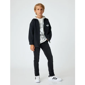 Kot Pantolon Ayarlanabilir Lastikli Pamuklu - Slim Jean