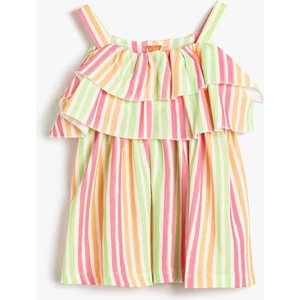 Askılı Elbise Fırfır Detaylı Katlı