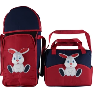 Şmtstyle Tavşan Desenli Bebek Taşıma Seti. Portbebe ve Bakım Çantası, Kırmızı