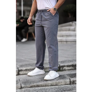 3A Moda Füme Renk Erkek Yazlık Keten Karışımı Relaxed Pantolon