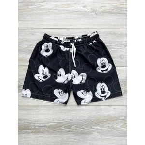 Erkek Bebek ve Çocuk Mickey Desenli Paraşüt Kumaş Su Tutmayan Deniz Şortu
