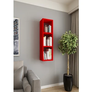 Dekormer Design Kitaplık Tek Duvar Rafı 90 cm Kırmızı