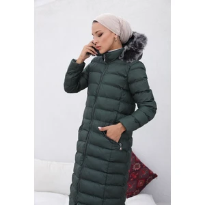KMK Kombin Kadın Uzun Dolgulu Siyah Şişme Mont