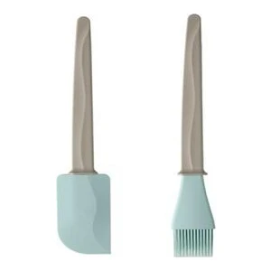 IKEA Bakglad Silikon Spatula + Yumurta Hamur Pasta Fırçası Bej Mavi 26 cm