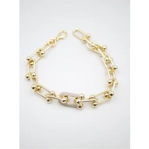 Çelik Gold Taşlı Tiffany Bileklik