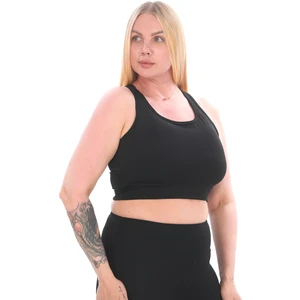 Curve Büyük Beden Toparlayıcı Pedli Crop Siyah Spor Büstiyer