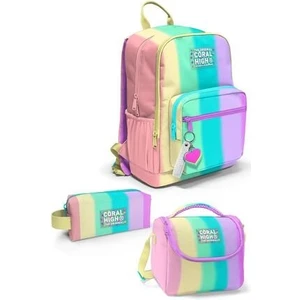 Coral High Renkli Çizgili Desenli 3’lü Okul Çanta Seti SET0123630