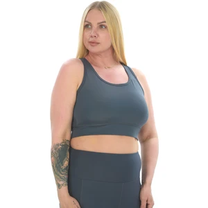 Curve Büyük Beden Toparlayıcı Pedli Crop Antrasit Spor Büstiyer