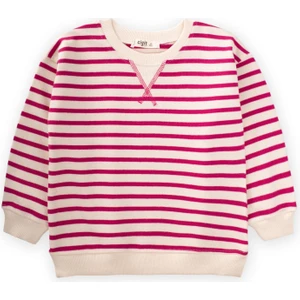 Çizgili Karyoka Detaylı Mevsimlik Sweat 2-12 Yaş Fuşya