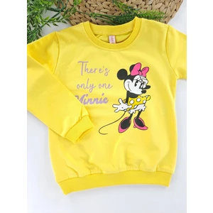 Bonboner Kids Kız Çocuk Sweatshirt Mevsimlik Minnie Mouse Baskılı Pembe ve Sarı Renk Seçenekleri Premium Kalite