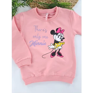 Bonboner Kids Kız Çocuk Sweatshirt Mevsimlik Minnie Mouse Baskılı Pembe ve Sarı Renk Seçenekleri Premium Kalite