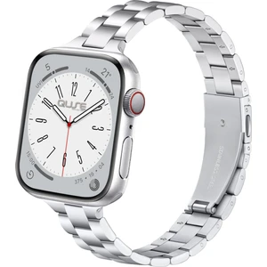 Apple Watch Seri SE/11/10/9/8/7/6/5/4/3 ile Uyumlu 46MM-45MM-44MM Üç Bakla Paslanmaz Çelik İnce Kordon Gümüş