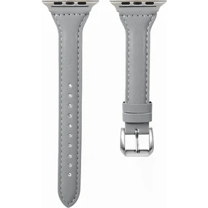 Apple Watch Seri SE/11/10/9/8/7/6/5/4/3 İle Uyumlu 46MM-45MM-44MM İnce Deri Kordon Gri