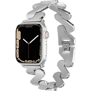 Apple Watch Seri SE/11/10/9/8/7/6/5/4/3 ile Uyumlu 42MM-41MM-40MM-38MM Infinity Link Zigzag Metal Kordon Gümüş
