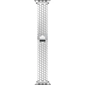 Apple Watch Seri SE/11/10/9/8/7/6/5/4/3 42MM-41MM-40MM-38MM Bal Peteği Çelik Kordon Gümüş