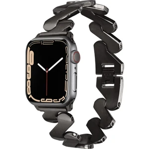 Apple Watch Seri SE/11/10/9/8/7/6/5/4/3 ile Uyumlu 46MM-45MM-44MM Infinity Link Zigzag Metal Kordon Siyah