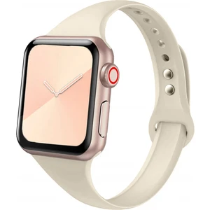 Apple Watch Seri SE/11/10/9/8/7/6/5/4/3 ile Uyumlu 46MM-45MM-44MM Ince Silikon Kordon Starlight