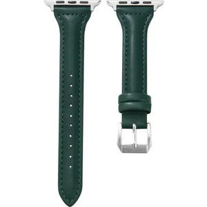 Apple Watch Seri SE/11/10/9/8/7/6/5/4/3 İle Uyumlu 46MM-45MM-44MM İnce Deri Kordon Yeşil