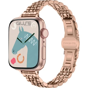Apple Watch Seri SE/11/10/9/8/7/6/5/3 ile Uyumlu 42MM-41MM-40MM-38MM Çelik İnce Jubilee Kordon Rose Gold