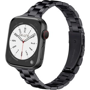 Apple Watch Seri SE/11/10/9/8/7/6/5/4/3 ile Uyumlu 42MM-41MM-40MM-38MM Üç Bakla Paslanmaz Çelik İnce Kordon Siyah