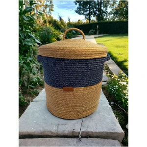 My Doğa Store Jüt Hasır Sepet Düzenleyici Oyuncak Çamaşır Sepeti Kapaklı