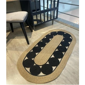 My Doğa Store Hasır Jüt Halı El Örgüsü Halı Kilim Yıkanabilir Çift Taraflı Oval