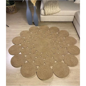 My Doğa Store Hasır Jüt Halı El Örgüsü Halı Kilim Yıkanabilir Çift Taraflı Yuvarlak