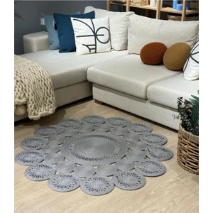 Hasır Jüt Halı El Örgüsü Halı Kilim Yıkanabilir Çift Taraflı Yuvarlak