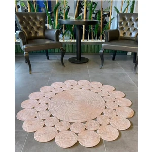 My Doğa Store Hasır Jüt Halı El Örgüsü Halı Kilim Yıkanabilir Çift Taraflı Yuvarlak