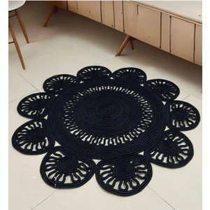Hasır Jüt Halı El Örgüsü Halı Kilim Yıkanabilir Çift Taraflı Yuvarlak