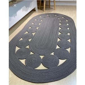 Hasır Jüt Halı El Örgüsü Halı Kilim Yıkanabilir Çift Taraflı Oval