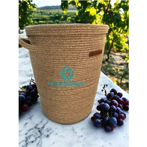 My Doğa Store Jüt Hasır Sepet Düzenleyici Oyuncak Çamaşır Sepeti Kapaklı