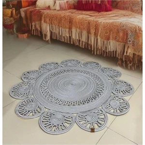 My Doğa Store Hasır Jüt Halı El Örgüsü Halı Kilim Yıkanabilir Çift Taraflı Yuvarlak