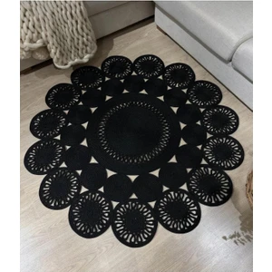 Hasır Jüt Halı El Örgüsü Halı Kilim Yıkanabilir Çift Taraflı Yuvarlak