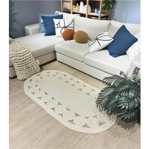 Hasır Jüt Halı El Örgüsü Halı Kilim Yıkanabilir Çift Taraflı Oval