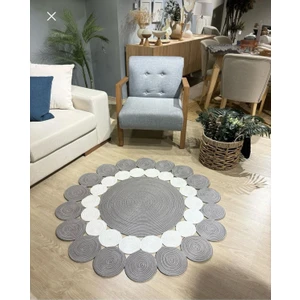 Hasır Jüt Halı El Örgüsü Halı Kilim Yıkanabilir Çift Taraflı Yuvarlak