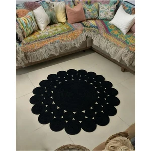 My Doğa Store Hasır Jüt Halı El Örgüsü Halı Kilim Yıkanabilir Çift Taraflı Yuvarlak
