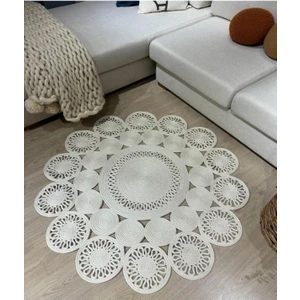 Jüt Hasır El Örgüsü Halı Kilim Yıkanabilir Çift Taraflı Yuvarlak