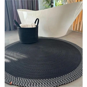 Jüt Hasır El Örgüsü Halı Kilim Yıkanabilir Çift Taraflı Yuvarlak