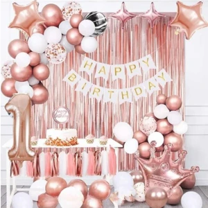 Rosegold Kral Taçlı, 36cm Rose Gold Yaş Doğum Günü Parti Seti Doğum Günü Süsü
