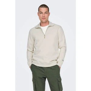 Jack & Jones Onsrıley Reg 1/4 Zıp Hıgh Neck Swt Vd Krem 22030160