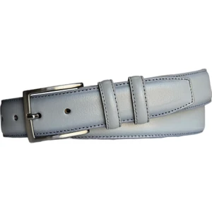 Deri Gri Dikişli Klasik Pantolon Kemeri, 3.5 cm